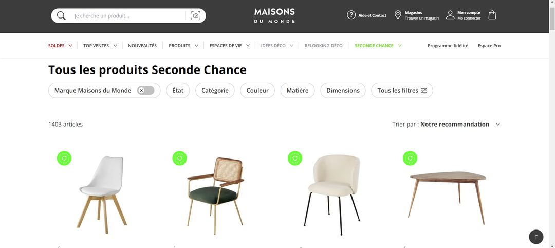 L’offre « Seconde Chance » de Maisons du Monde desormais disponible en